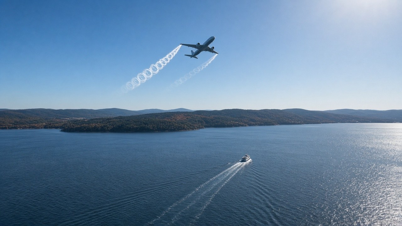 PetsDepartment daydream — Wingtip Weather: airliner wingtip vortices over cold water