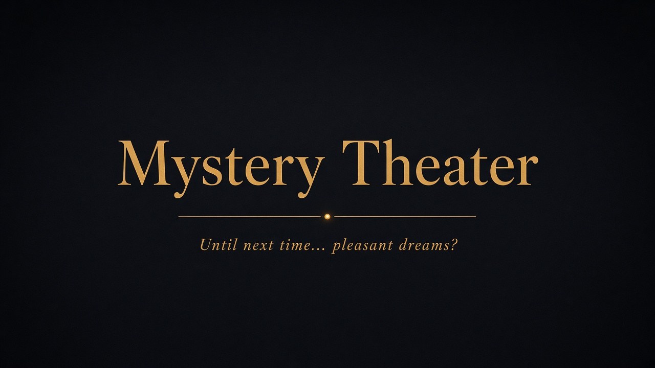 Mystery Theater title card — amber type on near-black